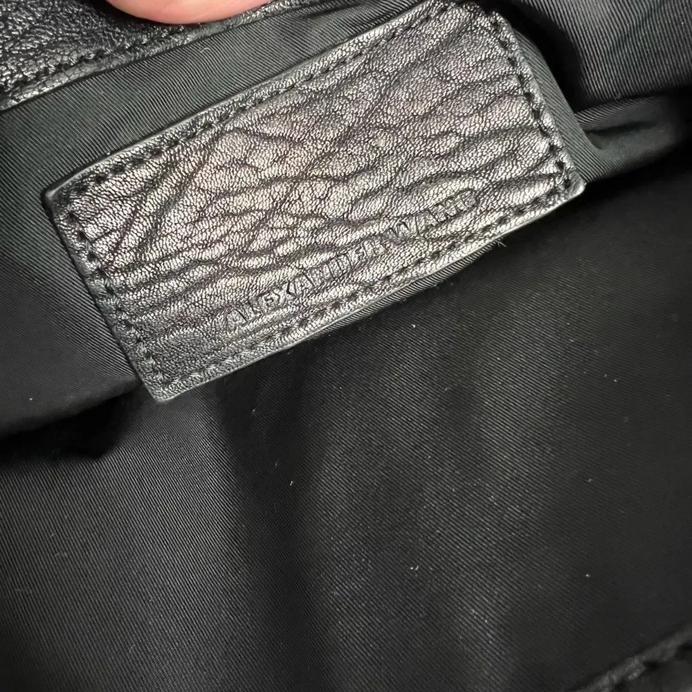 Alexander Wang Black Embossed Leather & Calf Hair Studded Backpack Bag Luxurious
